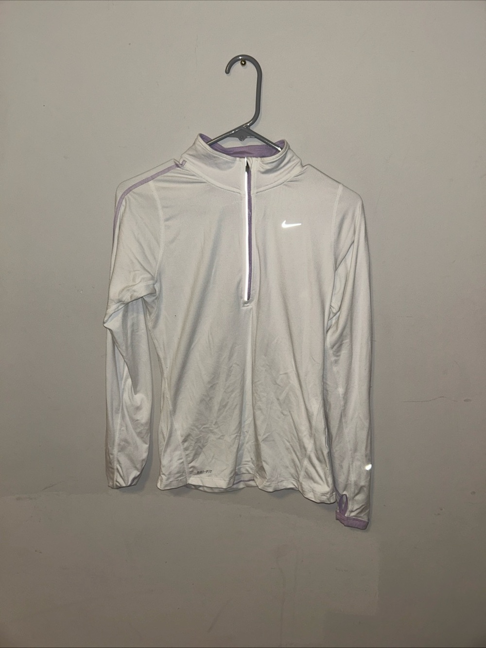 Nike White Dri-FIT Quarter Zip with Lavender Trim